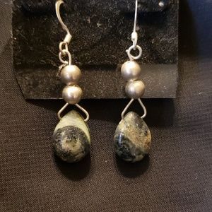 Natural Stone Drops on Silver